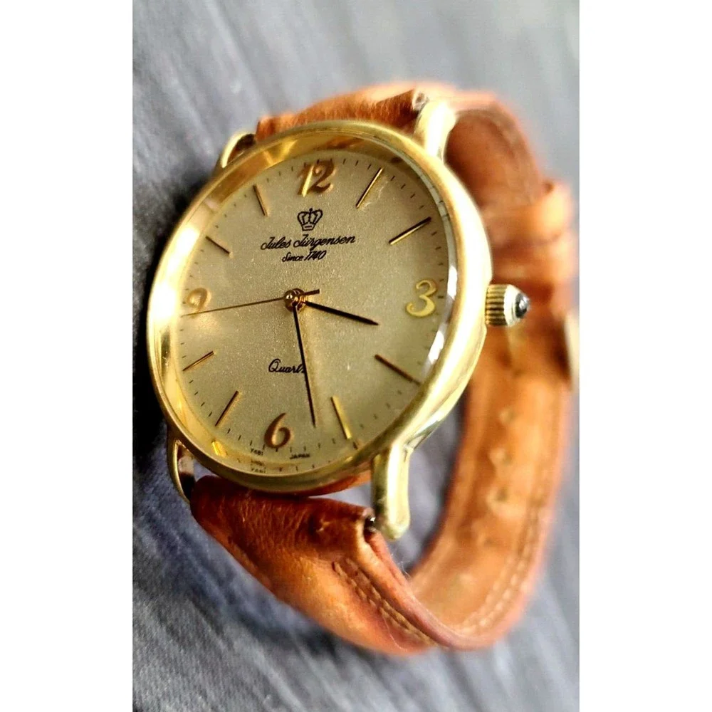 Rare Vintage Jules Jurgensen Gold Men’s 4673 Champaign Quartz Date‎ Wristwatch!